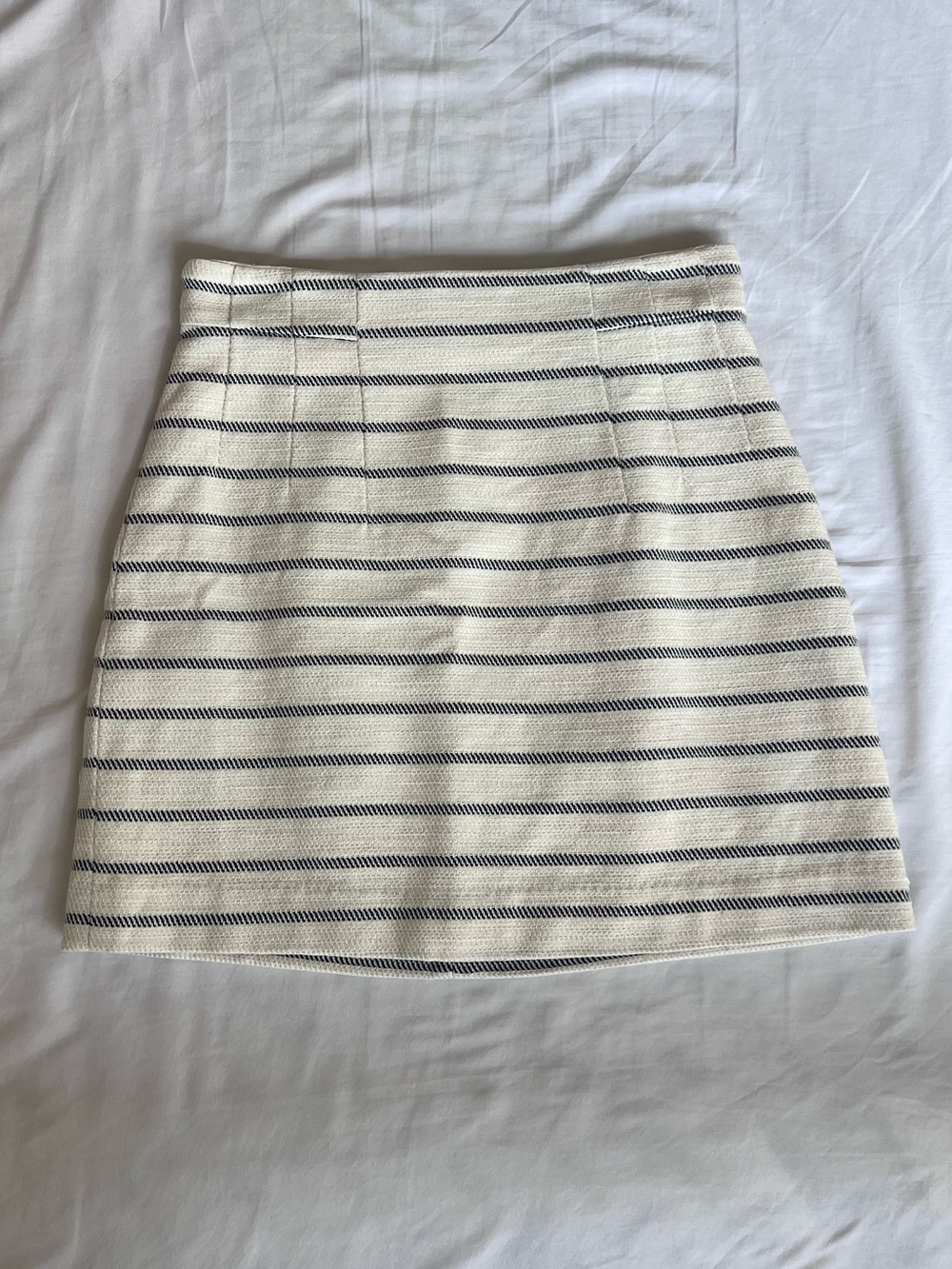 H&M Cream and Black Striped Knit Mini Skirt